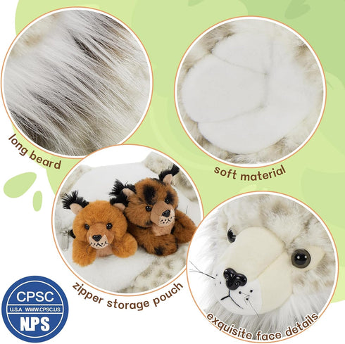 5 Babies,18-inch Muiteiur Piece Lynx Stuffed Animals, Soft Bobcat Stuffed Animals with Cute Plush Toy for Kids Girls