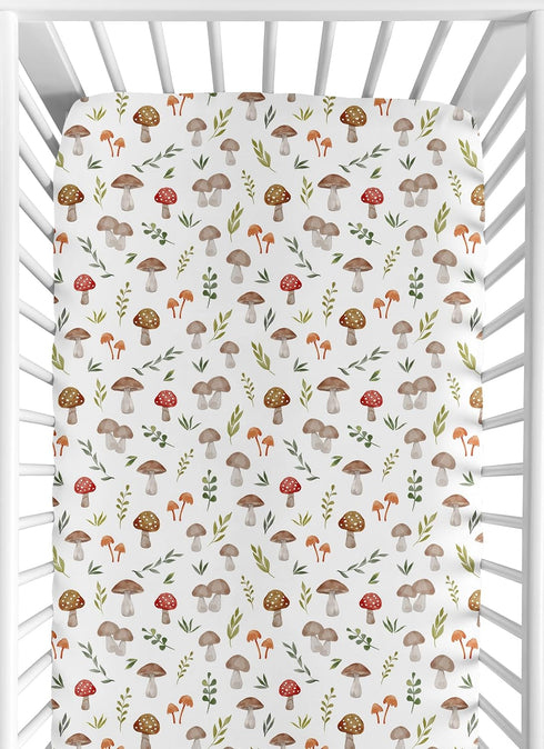 Sweet Jojo Designs Fitted Baby Crib Sheets (Woodland Mushroom) for Boys or