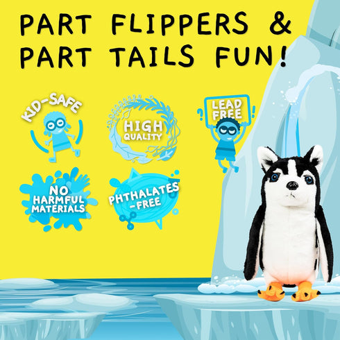 Randimals Mini Stuffed Animals, Penguin & Husky Dog Hybrid Plushies for Kids & Kidults