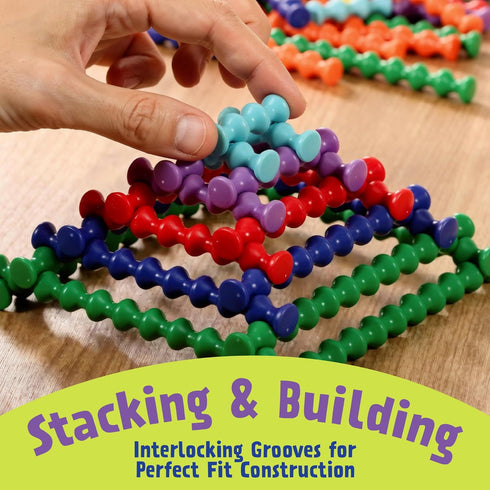 Set 4 150 POPULAR PLAYTHINGS Playstix Construction Toy with Building Sticks for STEM and Classroom Use, for Kids Ages