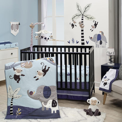 Blue Monkey and Palm Tree Changing Pad Cover for Jungle Party