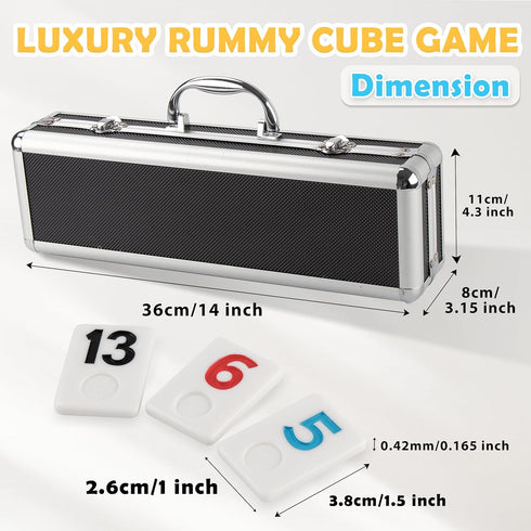 Rummy 106 Rummy Adults,4 Trays,Timing(2-4 Smilejoy Cube Game Four Players Edition, Deluxe Tiles Cube with Portable