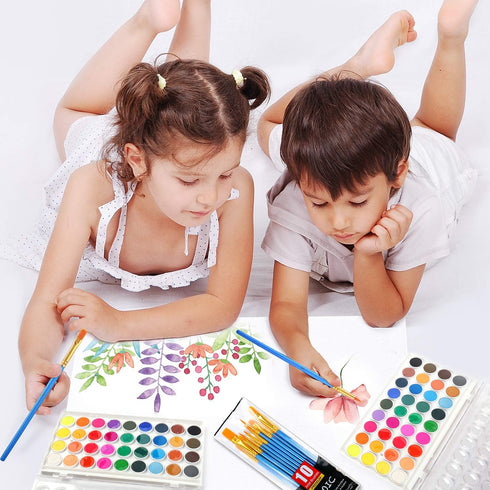 AROIC Watercolor Paint Set, 36-Color Non-Toxic Washable Watercolors with 10 Brushes for Kids & Adults, Art Supplies