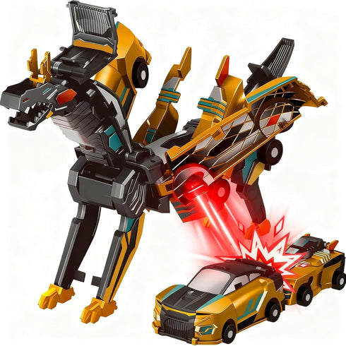 Lottmopi Collision Transforming Dinosaur Car Toy, 2-in-1 Magnetic Crash Convertible Robot Dino Toys