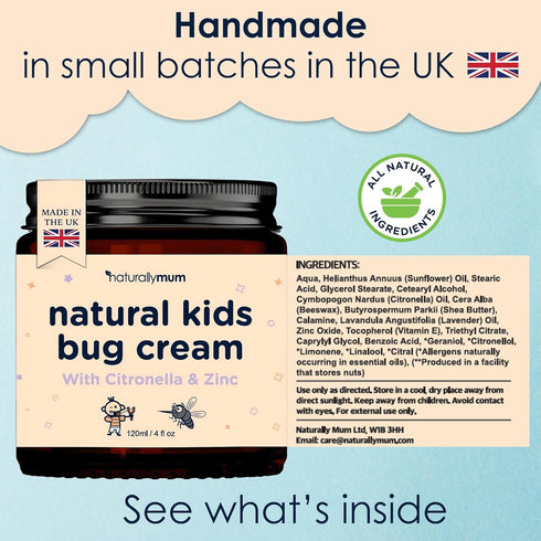 NaturallyMum Natural Bug Cream for Kids & Babies - Skin Soothing Formula with Zinc