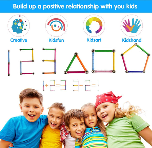 MONILON 160 Set 3D Pcs Magnet Building Sticks Kids Toys, Lengthen Magnetic Construction Building Blocks Brain Training