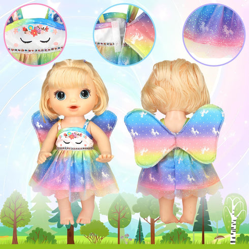 9 Sets 10-12 Inch Dolls,12 Inch Set ECORELF Alive Baby Doll Clothes, Doll Clothes for Girl Baby Doll Dress Outfits
