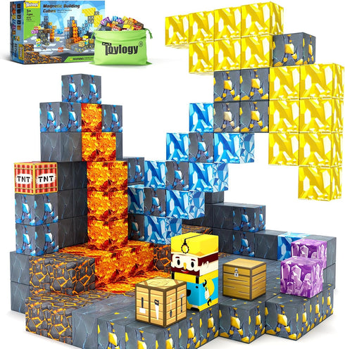 Magnetic Blocks Mine Pickaxe Edition, Build Mine Magnet World, Toddler Toys for Boys & Girls Age 3+