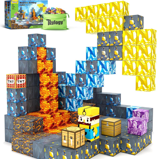 Magnetic Blocks Mine Pickaxe Edition, Build Mine Magnet World, Toddler Toys for Boys & Girls Age 3+