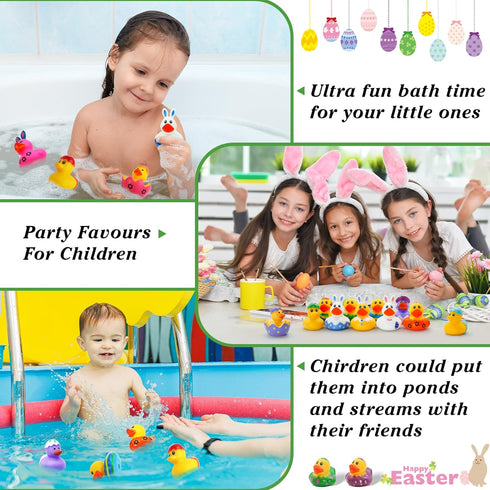 Diteryy 30 Pack Ducks-2.3 Inch Summer Easter Rubber Bulk Floater Ducks for Ducking Assortment Rubber Duckies for Kids