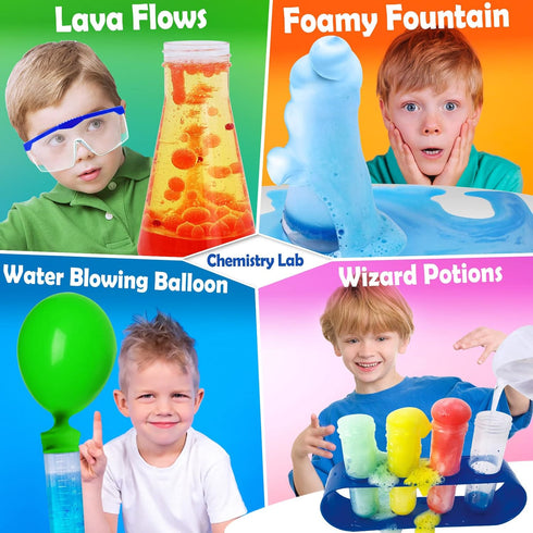 UNGLINGA 60+ Science Experiments Kits for Kids, Boys & Girls STEM Activities with Chemistry Set & Erupting Volcano