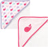 Luvable Friends Unisex Baby Cotton Terry Hooded Towels, Pink Whale, One Size