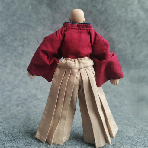 1/12 Samurai Uniform Kimono Clothes for 6" SHF MEZCO - 3ATOYS Vtoys Action Figure Doll Clothes (Red)