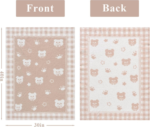 30x40 Inch Beige Teddy Bear Baby Blanket Soft Knitted Plush Throw, Nursery Essentials for Newborn Boys Girls Toddler