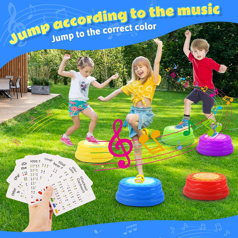 5pcs 3+ Stepping Stones for Kids,Toddler Stepping Stones Indoor & Outdoor, Light up & Music Non-Slip Balance Sensory