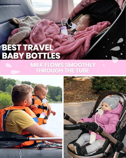 2 8oz 6m-2y TidyFriend Pk Baby Bottle Anti Colic with Straw Built In Nipple Valve & Base Vent Hole for Gas Reduction