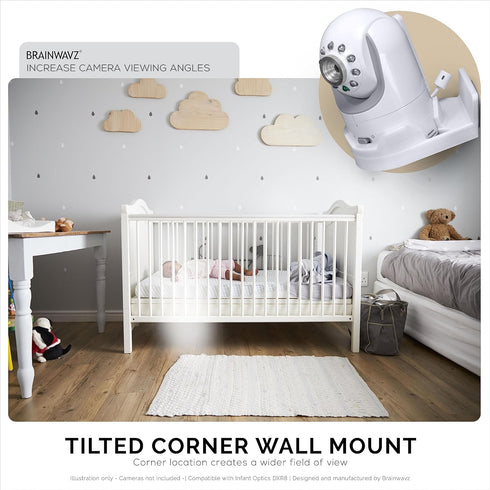 Corner Mount Infant Optics DXR-8 & Pro Adhesive Wall Shelf, Optimal Viewing, Easy Installation, No Mess, No Screws
