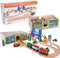 ORBRIUM 52 Pcs Deluxe Wooden Train Set - Wooden Storage Box Tunnel Compatible with Thomas, Brio, Melissa