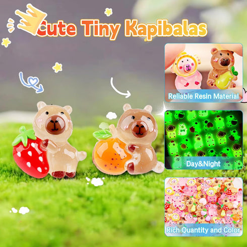 50 Packaged Pcs Random Mini Capybara with Glow in the Dark Feature, Individually Blind Bags Cute Collectible Resin Toys