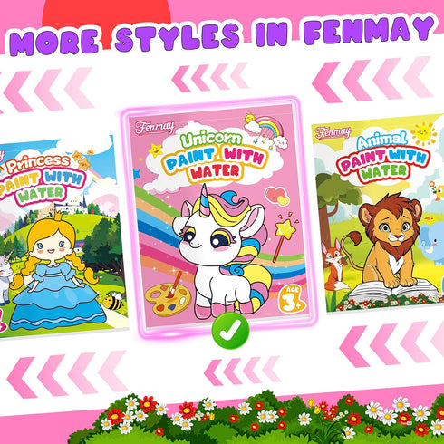 Sets 2 3-5 4-8, Fenmay Paint with Water Coloring Books for Kids, Mess Free Watercolor Paint with Premium Brushes, Arts