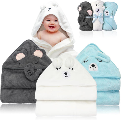 VZZNN 3 Pack Baby Towels Hooded - Ultra Soft Baby Bath Towels,
