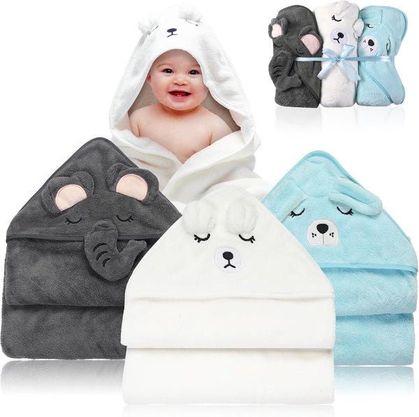 VZZNN 3 Pack Baby Towels Hooded - Ultra Soft Baby Bath Towels,