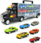 Big Mo's Toys Transport Car Carrier Truck, with 6 Stylish Metal Racing Cars & Carrying Case