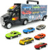 Big Mo's Toys Transport Car Carrier Truck, with 6 Stylish Metal Racing Cars & Carrying Case