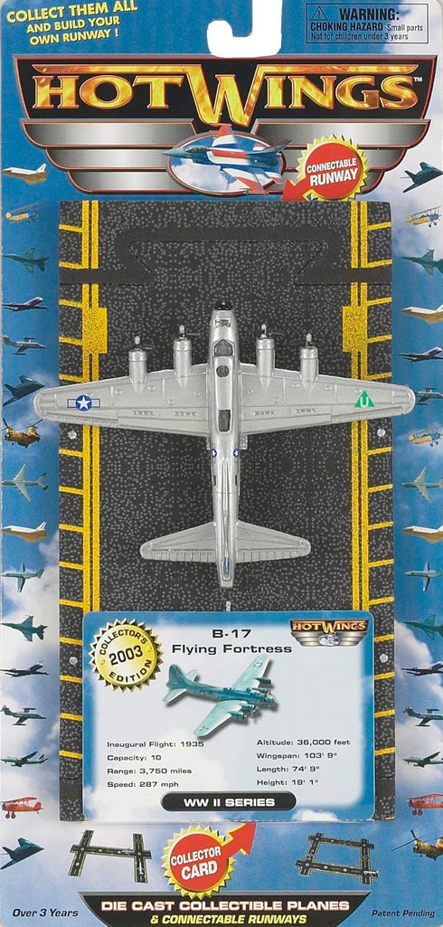 B-17 Hot Wings Planes Flying Fortress Jet (Silver) with Connectible Runway