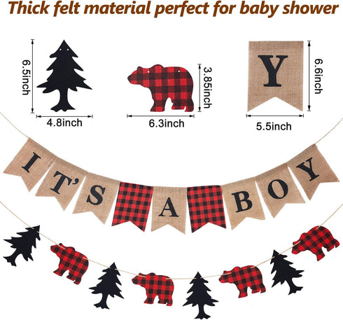 Boao 3 Pcs Lumberjack Birthday Party Banner, It's a Boy Banner for Baby Shower Decor