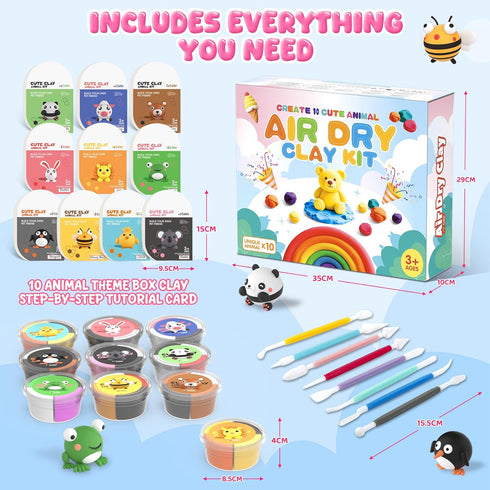3 4 5 6 7 8+ Air Dry Clay Kit for Kids, Modeling Clay for Kids, DIY Model Magic Clay Non-Sticky Soft & Ultra Light
