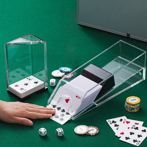 Honoson Blackjack Shoe and Discard Tray, Clear Acrylic Card Dispenser for Playing Cards Discard Holder