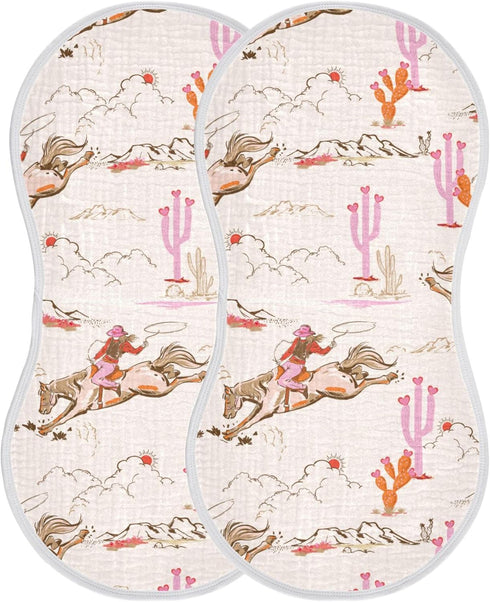Mazeann Cowgirl Western American Burp Cloths Baby Boys Girls Absorbent Soft Cotton Burping