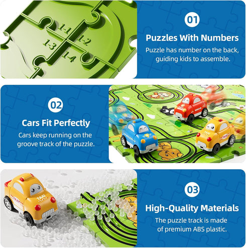 2 3 4 5 73 Set 1-3 2-4 3-5 4-6, 2 3 4 5 Bennol Toddler Toys Gifts for Year Old Boys, Jigsaw Puzzle Race Track Car Toys