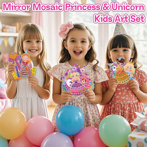 10 Sets 720+ 3-8 iGetooy DIY Mosaic Stickers for Kids, Princess & Unicorn Art Craft Kit with Stickers, Travel Toys