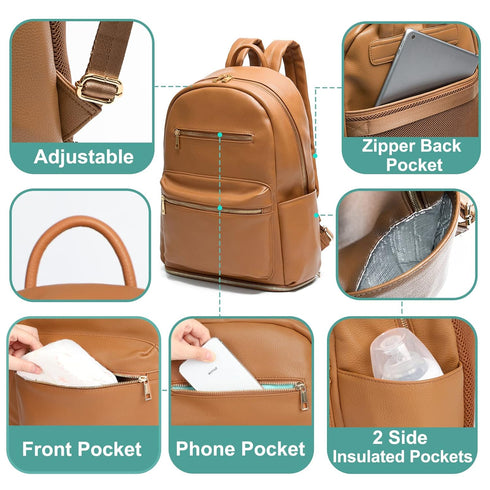 Backpack, 13 Backpack, 2 Backpack MOMINSIDE Diaper Bag Diaper Bags Baby Diaper Bag Pockets Leather Mini Baby Bag Breast