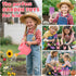 Set, Summer JOI MEW Kids Pink Gardening Tools Garden Toys w/Metal Rake, Shovel, Trowel, Watering Can, Gloves, Tote Bag