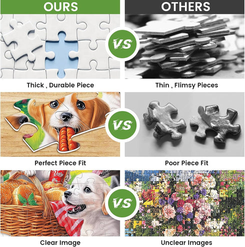VOLUVOLU 100 6-8 8-10 100 3-5 Adults-15 19 Piece Dog Puzzles for Kids Ages - Picnic Puppy Jigsaw Puzzles - Piece Senior