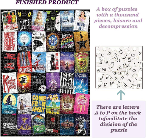Custom Broadway Musical Theater Jigsaw Puzzles for Adults & Kids, 1000 Pieces Personalized Gift