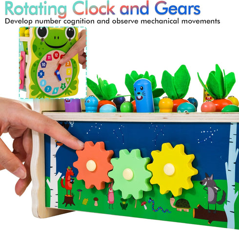 6 in 1 Wooden Montessori Toys for 1 Year Old - Whack-A-Mole Hammering Pounding Toy with Xylophone, Educational Gift