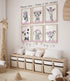 Set 6 (8x10) Safari Animals Baby Girls Nursery of Unframed Wall Art Prints, Gray Baby Animals with Pink Flowers, Child