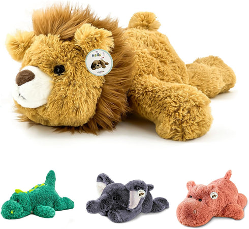 16" Yellow Lion Weighted Stuffed Animal, Sensory Comfort Plush Throw Pillow Toy, Kawaii Plushies for Kids & Adults