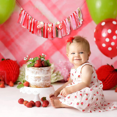 1st Strawberry Party Decorations for Birthday - Strawberry Highchair Banner, Sweet One Birthday Decorations, Best Sweet