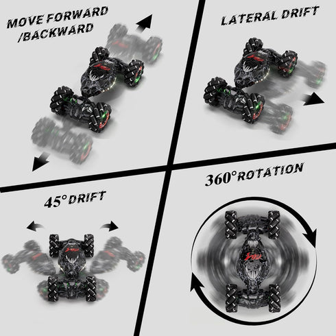 2.4Ghz 4WD 5-7 8-13 Terucle Remote Control Car, Gravity Gesture Sensing RC Cars, Monster Stunt Twist Truck Kids Toys