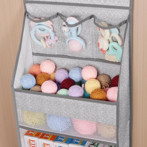 Univivi 6-Layer Fabric Over the Door Organizer, Gray Foldable Nursery Closet Storage for Cosmetics and Toys