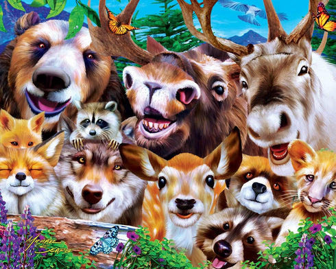 MasterPieces Selfies 4-Pack Kids Jigsaw Puzzles, Silly Animal Selfies for Ages 6 & Up