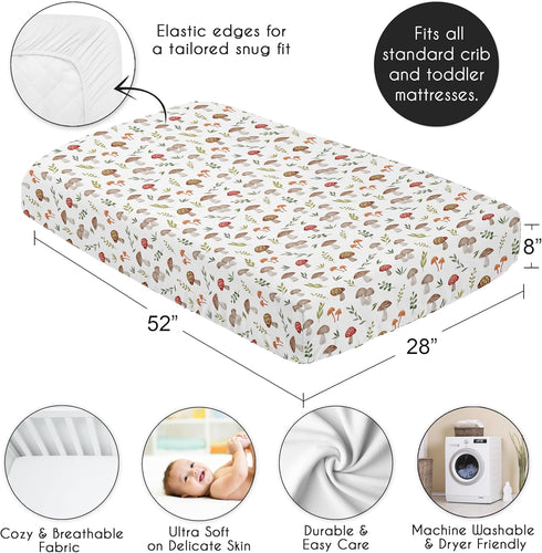 Sweet Jojo Designs Fitted Baby Crib Sheets (Woodland Mushroom) for Boys or Girls, Infant Nursery, Toddler Room