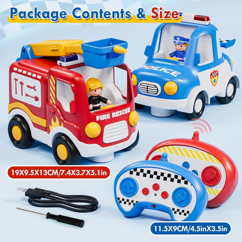3-5, 3+ 3 4 5 Lehoo Castle Remote Control Car for Toddlers, Fire Trucks for Toddlers Remote Control Police Car Toy