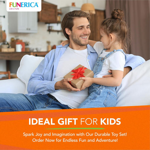 FUNERICA Community Helpers Figures for Kids, Firefighter, Construction Worker, Police Officer Toy Figurines