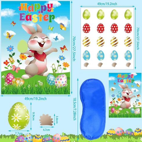 24 AUGSUN Pin The Tail on The Bunny Easter Games Easter Rabbit Games with Stickers for Easter Party Decorations, Easter
